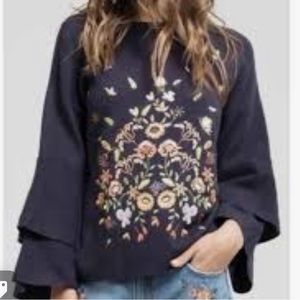 Blu Pepper Navy Bell Sleeve Sweater